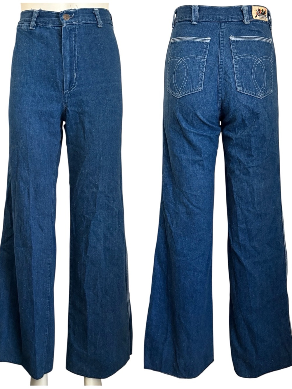 Vintage 1970’s High Rise Wide Leg Jeans Charlie’s Angels by Azoulay 24 25 XS